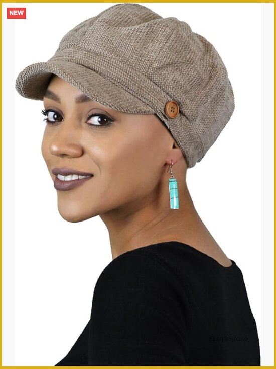 Newsboy Cap Chemo Headwear Tweed Corduroy Chenille Hat Ladies Head Covering Sun